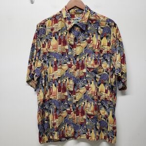 Vintage Reyn Spooner Hawaiian Button Up SS Shirt Large Wine Grape Print